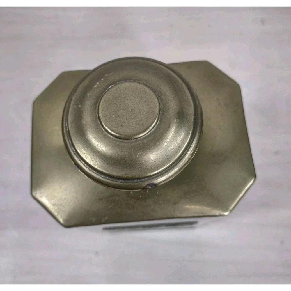 Vtg English Breakfast Tea Tin Brass Screw Top Container Canister TEA Spellout
